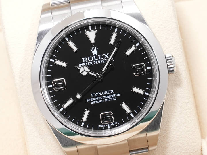 Rolex Explorer I, Mirror Black Dial, Ref. 214270, Stainless Steel