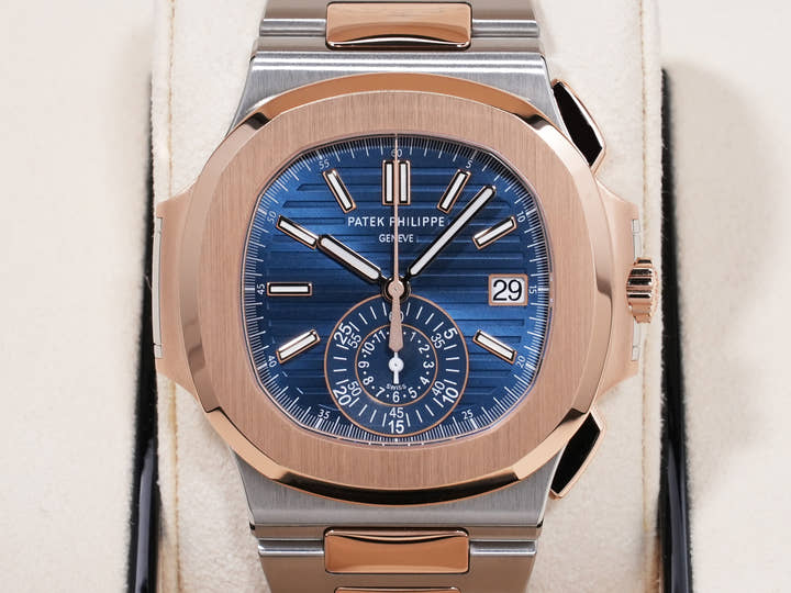 パテックフィリップ ノーチラス クロノグラフ Ref.5980/1AR-001 ステンレススチール/ローズゴールド ブルー文字盤
