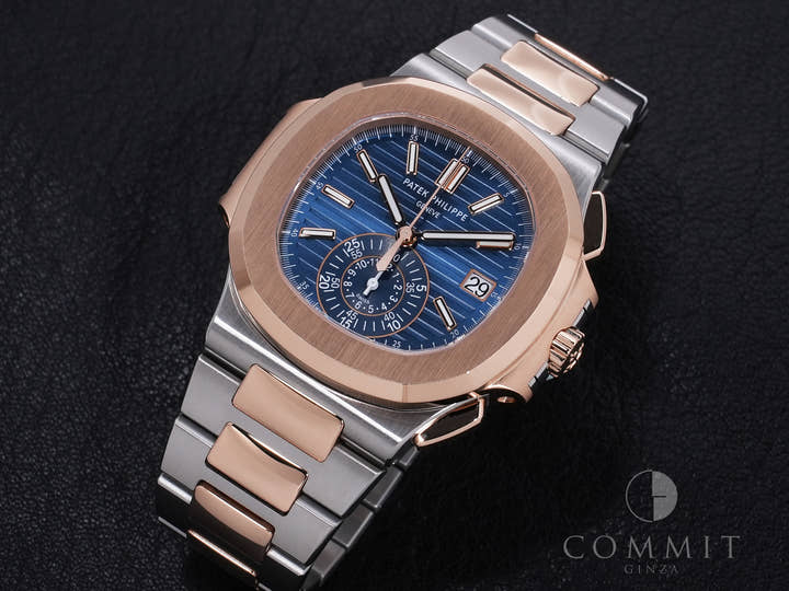 パテックフィリップ ノーチラス クロノグラフ Ref.5980/1AR-001 ステンレススチール/ローズゴールド ブルー文字盤