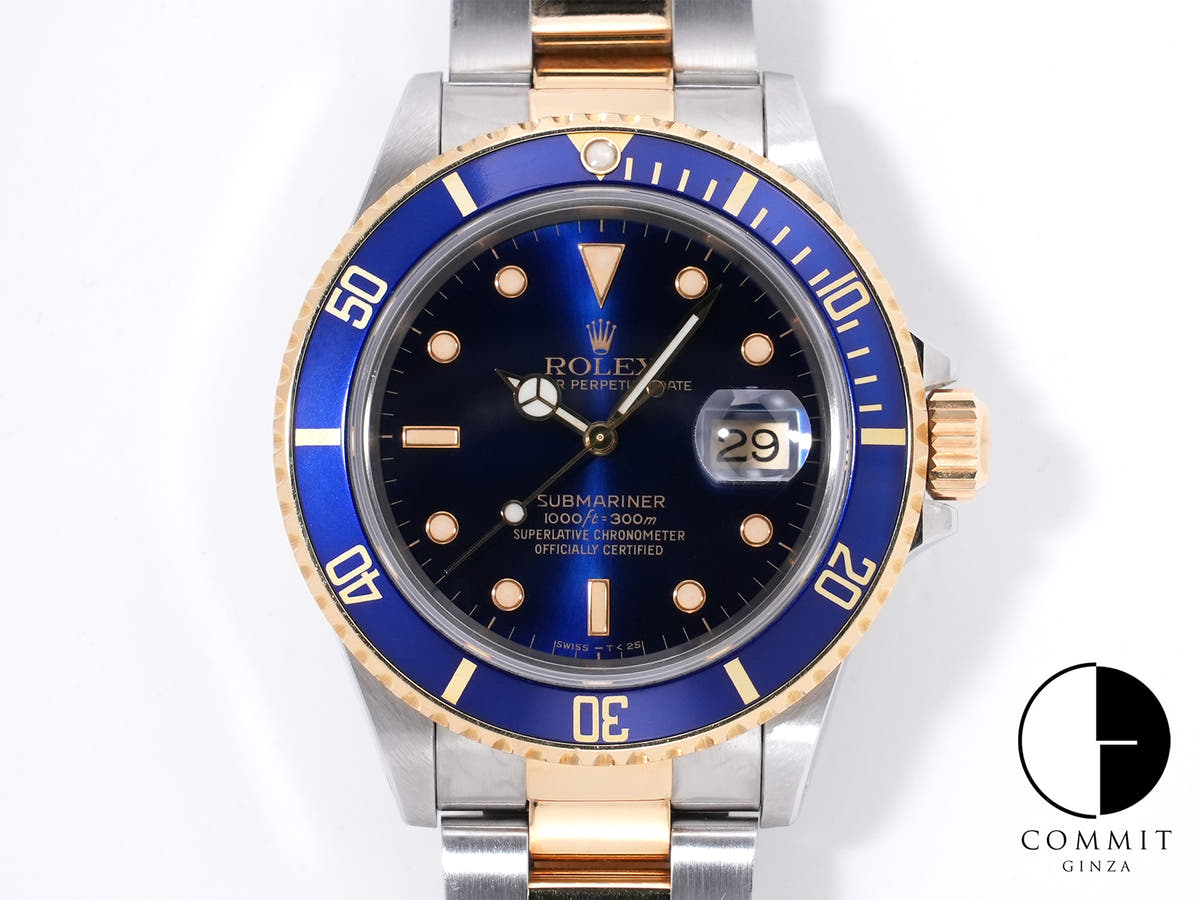 ロレックス サブマリーナー デイト Ref.16803 ステンレススチール/イエローゴールド ブルー文字盤 中古 4uxu7vcf