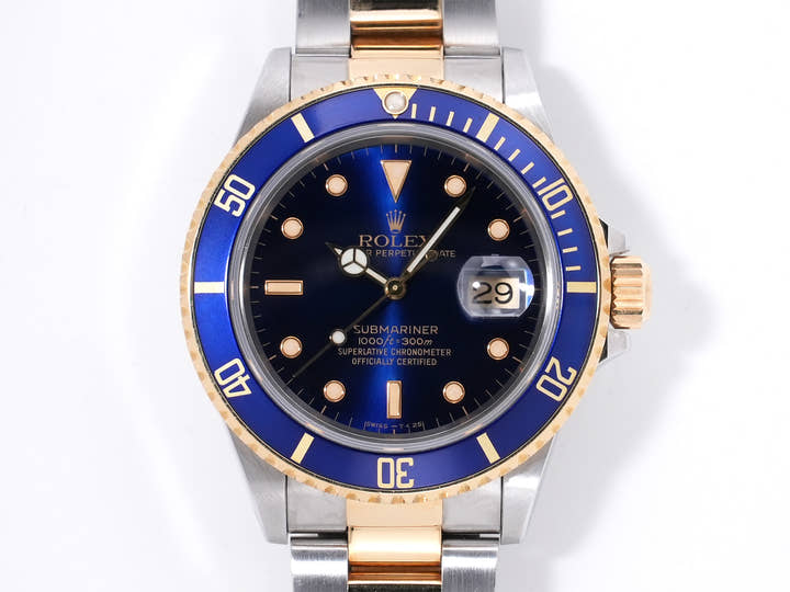 ロレックス サブマリーナー デイト Ref.16803 ステンレススチール/イエローゴールド ブルー文字盤 中古 4uxu7vcf