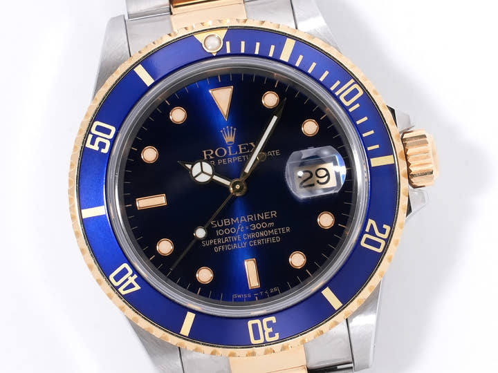 ロレックス サブマリーナー デイト Ref.16803 ステンレススチール/イエローゴールド ブルー文字盤 中古 4uxu7vcf