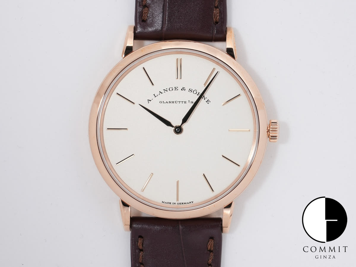A.ランゲ&ゾーネ サクソニア フラッハ Ref.201.033 18KPG シルバー文字盤 未使用 gdqrs4m4