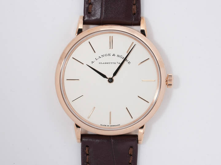 A.ランゲ&ゾーネ サクソニア フラッハ Ref.201.033 18KPG シルバー文字盤 未使用 gdqrs4m4