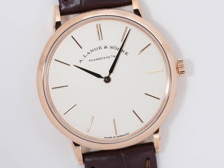 A.ランゲ&ゾーネ サクソニア フラッハ Ref.201.033 18KPG シルバー文字盤 未使用 gdqrs4m4