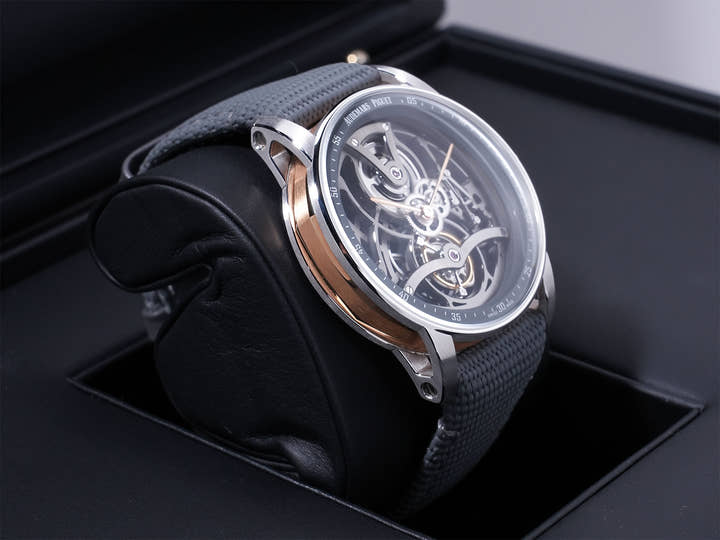 オーデマピゲ CODE 11.59 バイ オーデマ ピゲ トゥールビヨン オープンワーク Ref.26600CR.OO.D009KB.01 ピンクゴールド/ホワイトゴールド スレートグレーのラッカー インナーベゼル文字盤