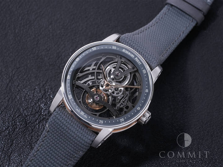 オーデマピゲ CODE 11.59 バイ オーデマ ピゲ トゥールビヨン オープンワーク Ref.26600CR.OO.D009KB.01 ピンクゴールド/ホワイトゴールド スレートグレーのラッカー インナーベゼル文字盤