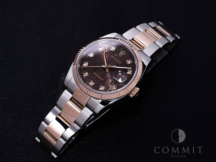 ロレックス デイトジャスト36 Ref.126231 ステンレススチール/エバーローズゴールド チョコレートxホリコンピューター文字盤 オイスターブレスレット 美品 9e9fohg3