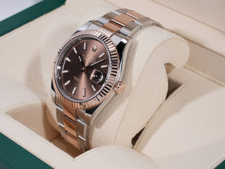 ロレックス デイトジャスト41 Ref.126331 ステンレススチール/エバーローズゴールド チョコレート文字盤 オイスターブレスレット 美品 gkjup73b
