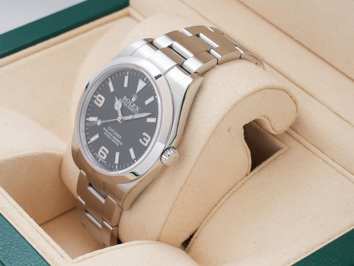 Rolex Explorer I, Mirror Black Dial, Ref. 214270, Stainless Steel