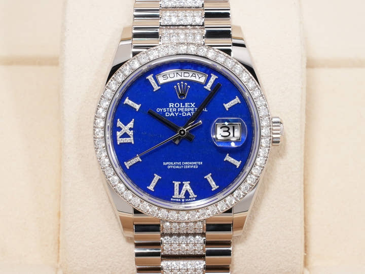ロレックス デイデイト Ref.128349RBR ホワイトゴールド ラピスラズリxインデックスダイヤ文字盤 未使用 suew9jsu