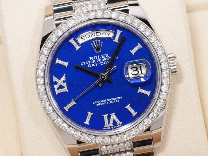ロレックス デイデイト Ref.128349RBR ホワイトゴールド ラピスラズリxインデックスダイヤ文字盤 未使用 suew9jsu