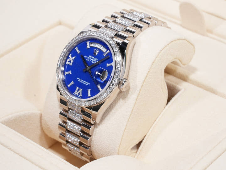 ロレックス デイデイト Ref.128349RBR ホワイトゴールド ラピスラズリxインデックスダイヤ文字盤 未使用 suew9jsu