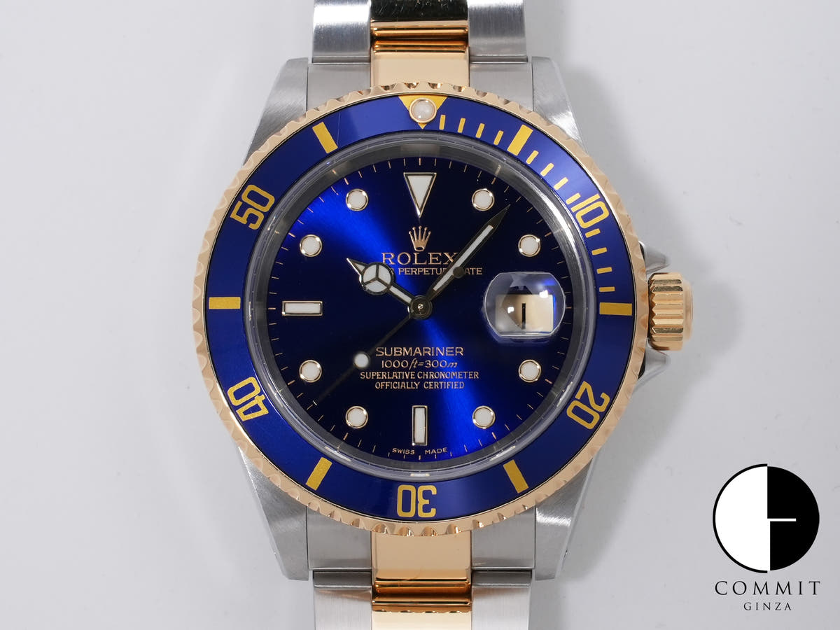ロレックス サブマリーナー デイト Ref.16613 ステンレススチール/イエローゴールド ブルー文字盤 中古 xgdaz349