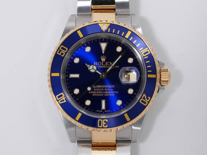 ロレックス サブマリーナー デイト Ref.16613 ステンレススチール/イエローゴールド ブルー文字盤 中古 xgdaz349