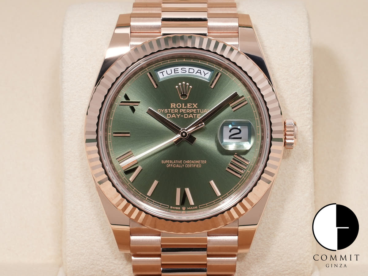 Rolex Day-Date 40 Ref. 228235 Everose Gold Olive Green Dial