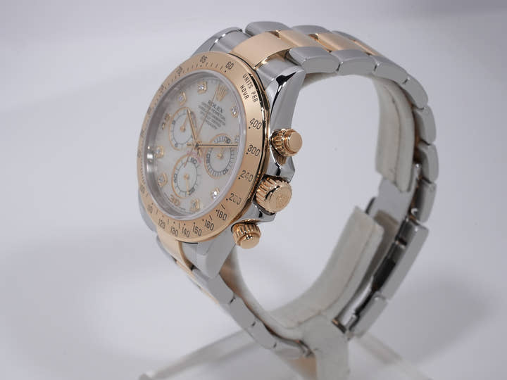 ロレックス デイトナ Ref.116523NG ステンレススチール/イエローゴールド シェルx10Pダイヤモンド文字盤 中古 h9nozq5u