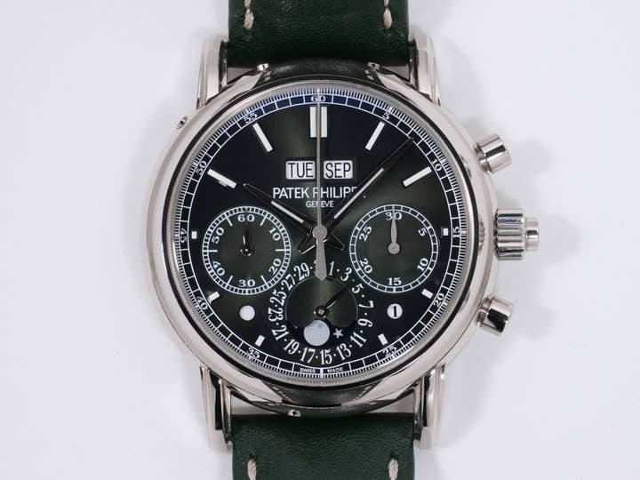 パテックフィリップ パーペチュアルカレンダー スプリットセコンド クロノグラフ Ref.5204G-001 ホワイトゴールド オリーブグリーンソレイユ文字盤 美中古 i9oanzws