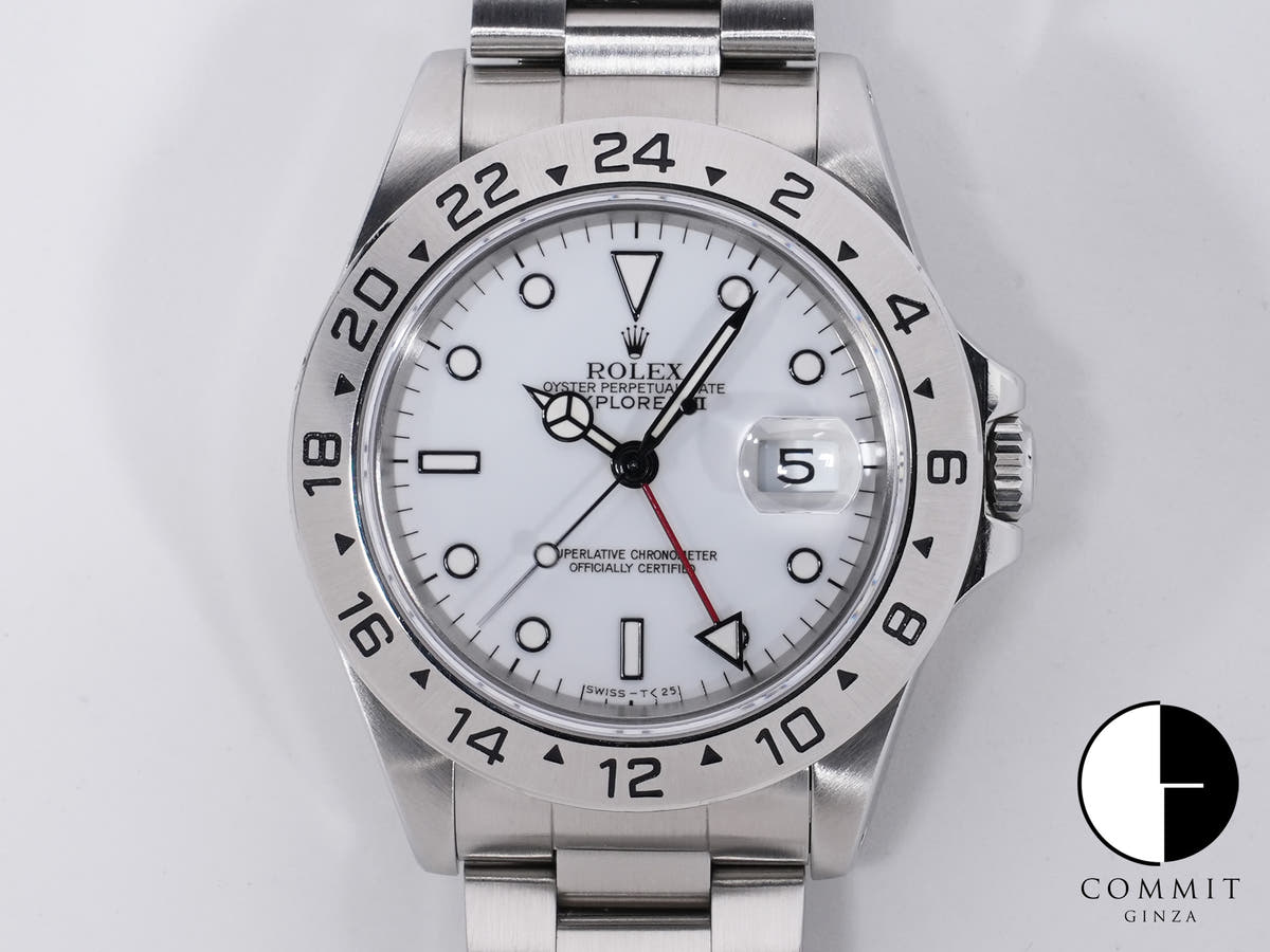 ロレックス エクスプローラーII Ref.16570 ステンレススチール ホワイト文字盤 オイスターブレスレット 中古 7mhrm9py