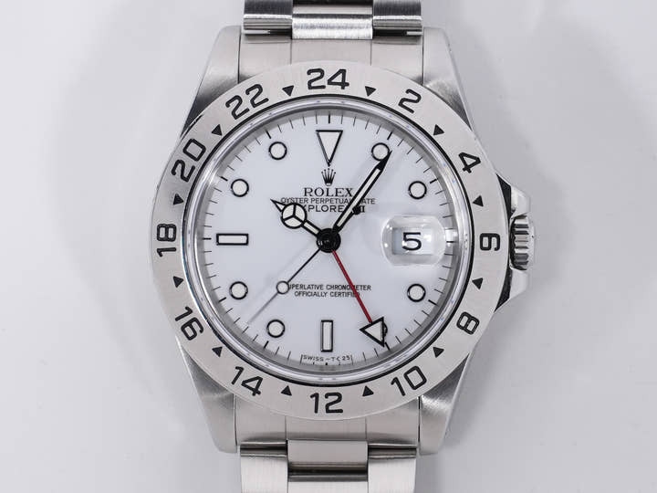 ロレックス エクスプローラーII Ref.16570 ステンレススチール ホワイト文字盤 オイスターブレスレット 中古 7mhrm9py