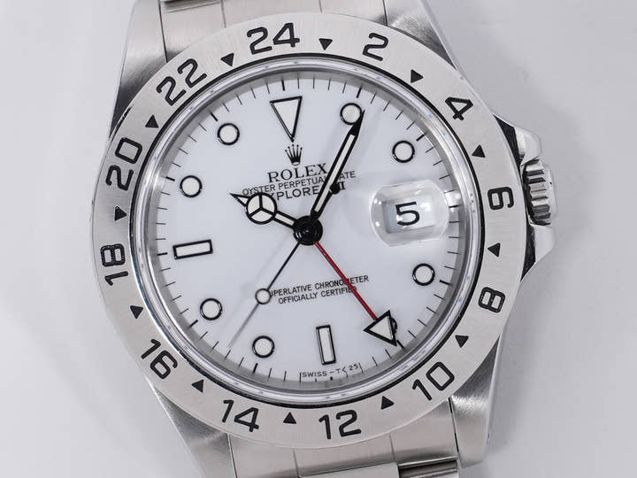 ロレックス エクスプローラーII Ref.16570 ステンレススチール ホワイト文字盤 オイスターブレスレット 中古 7mhrm9py