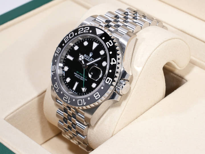 Rolex GMT-Master II Ref. 126710GRNR Stainless Steel Black Dial Jubilee Bracelet
