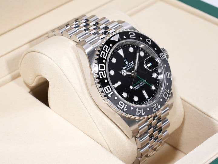Rolex GMT-Master II Ref. 126710GRNR Stainless Steel Black Dial Jubilee Bracelet