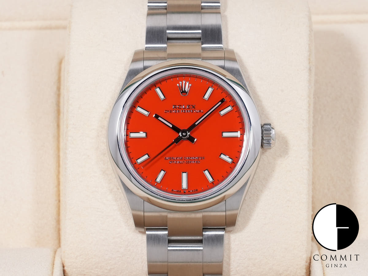 Rolex Oyster Perpetual 31 Ref. 277200 Stainless Steel Coral Red Dial