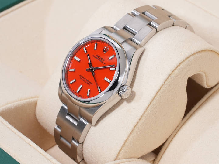 Rolex Oyster Perpetual 31 Ref. 277200 Stainless Steel Coral Red Dial