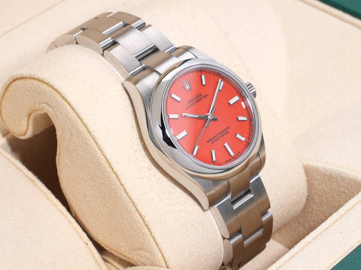 Rolex Oyster Perpetual 31 Ref. 277200 Stainless Steel Coral Red Dial