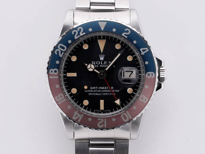 ロレックス GMTマスター Ref.1675 ステンレススチール ブラック文字盤 中古 fovy9ro5 オイスターブレスレット