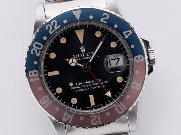 ロレックス GMTマスター Ref.1675 ステンレススチール ブラック文字盤 中古 fovy9ro5 オイスターブレスレット