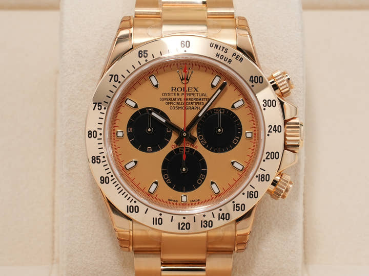 ロレックス デイトナ Ref.116528 イエローゴールド シャンパンxブラック文字盤 デッドストック 9k7s5d7y