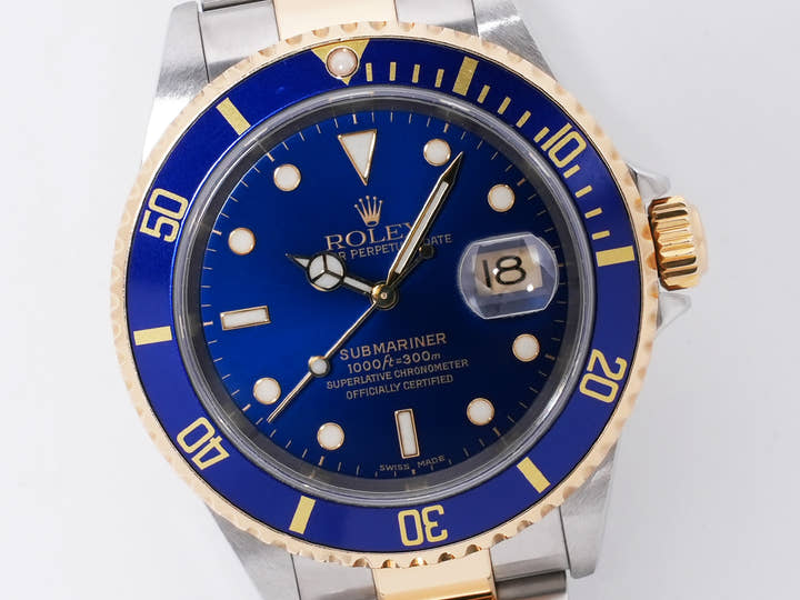 ロレックス サブマリーナー デイト Ref.16613 ステンレススチール/イエローゴールド ブルー文字盤 中古 9q2c8kud
