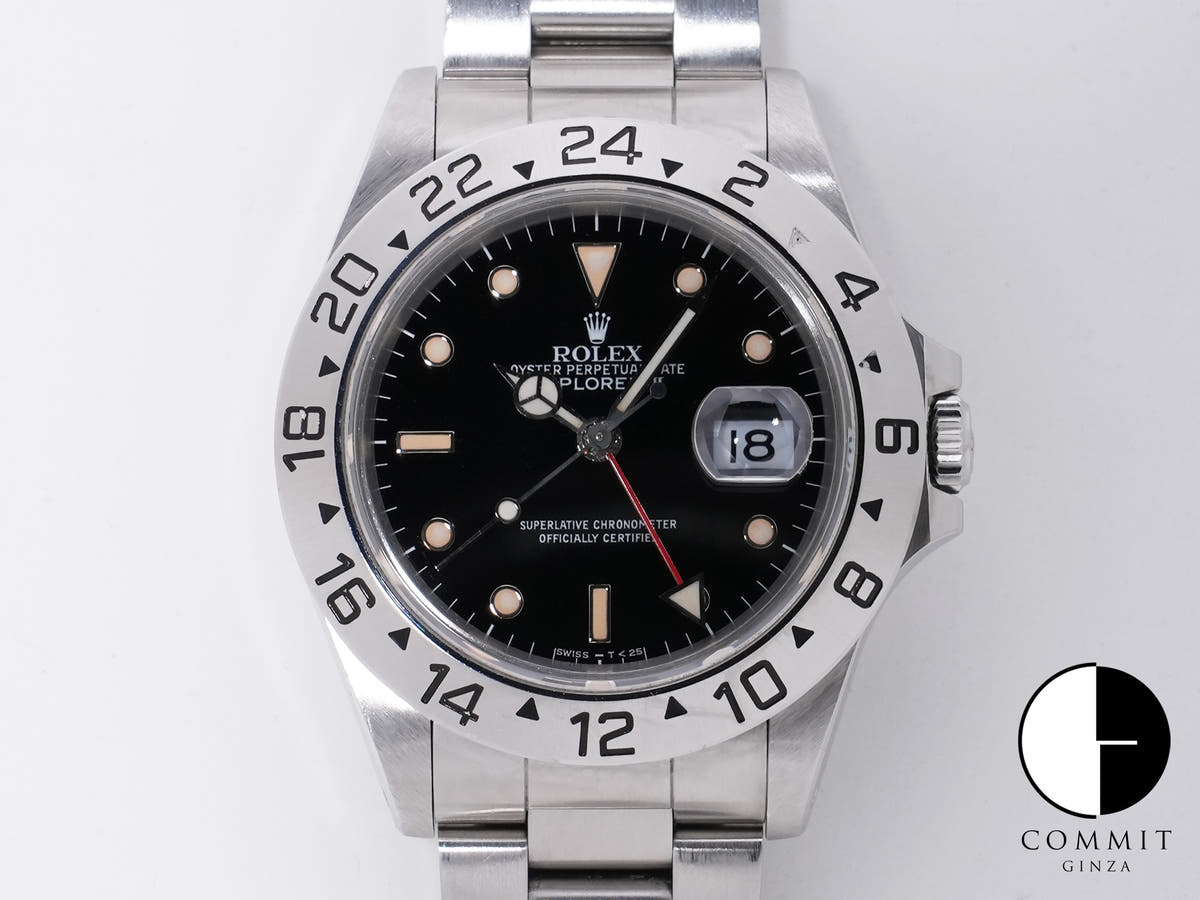 ロレックス エクスプローラーII Ref.16570 ステンレススチール ブラック文字盤 オイスターブレスレット 中古 389ufqsz