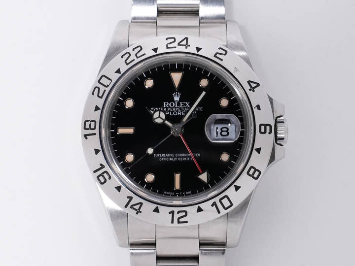 ロレックス エクスプローラーII Ref.16570 ステンレススチール ブラック文字盤 オイスターブレスレット 中古 389ufqsz