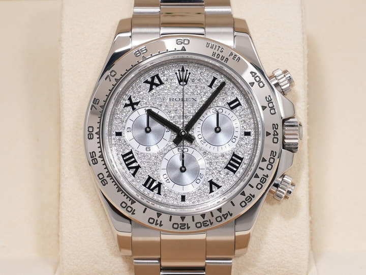 ロレックス デイトナ Ref.116509ZER ホワイトゴールド パヴェダイヤ ローマン文字盤 美品 9kppaxeq