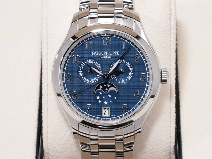 パテックフィリップ アニュアルカレンダー ムーンフェイズ Ref.4947/1A-001 ステンレススチール ブルー文字盤 未使用 mxebz8qf