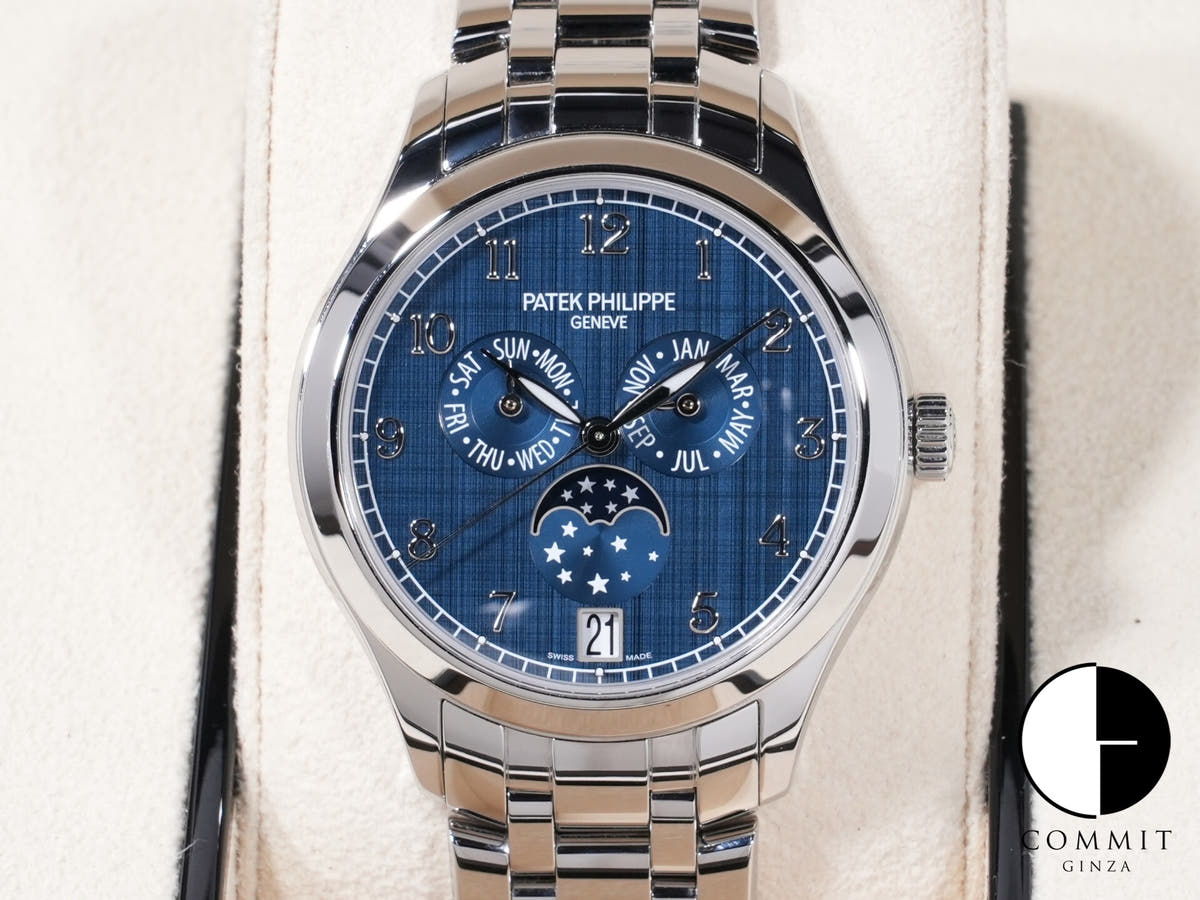 パテックフィリップ アニュアルカレンダー ムーンフェイズ Ref.4947/1A-001 ステンレススチール ブルー文字盤 中古 yh62wi9t
