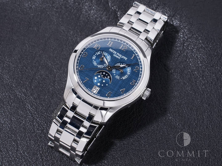 パテックフィリップ アニュアルカレンダー ムーンフェイズ Ref.4947/1A-001 ステンレススチール ブルー文字盤 中古 yh62wi9t