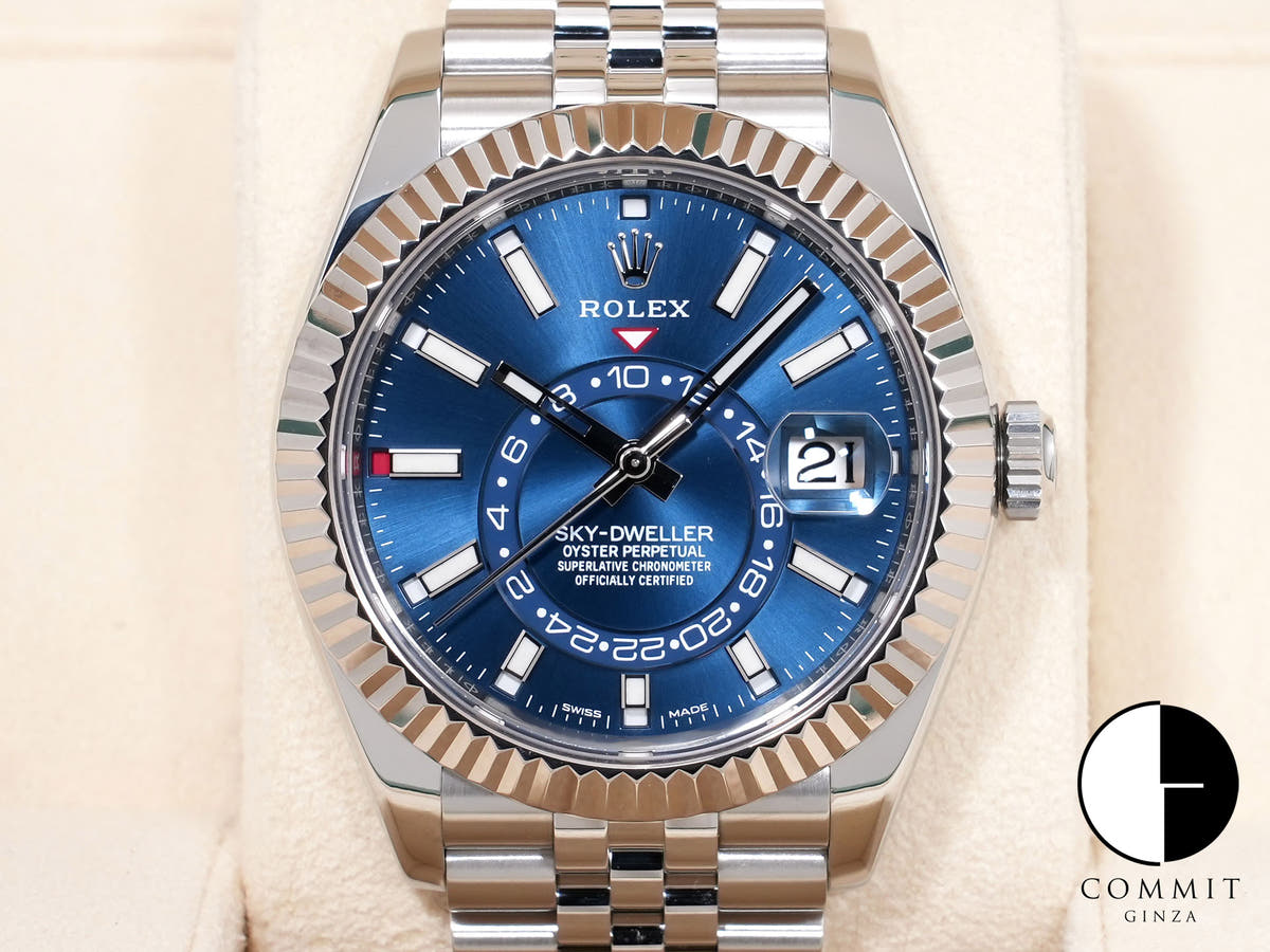 ロレックス スカイドゥエラー Ref.326934 ステンレススチール/ホワイトゴールド ブルー文字盤 ジュビリーブレスレット 美中古 a89ysgxh
