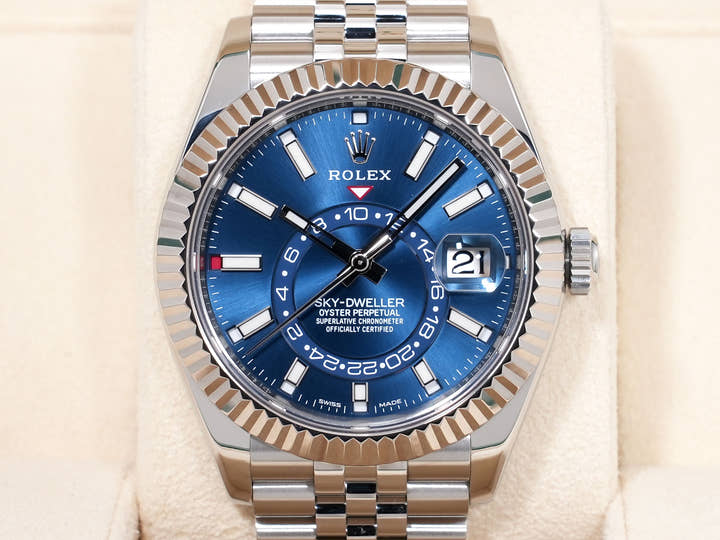 ロレックス スカイドゥエラー Ref.326934 ステンレススチール/ホワイトゴールド ブルー文字盤 ジュビリーブレスレット 美中古 a89ysgxh