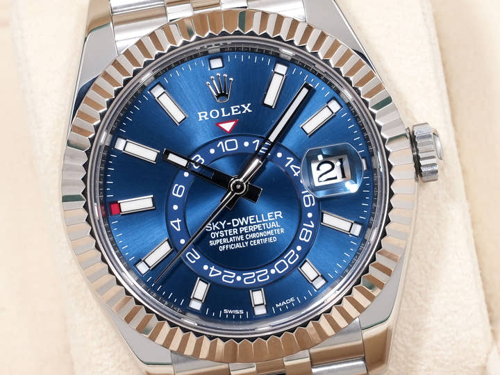 ロレックス スカイドゥエラー Ref.326934 ステンレススチール/ホワイトゴールド ブルー文字盤 ジュビリーブレスレット 美中古 a89ysgxh
