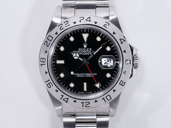 ロレックス エクスプローラーII Ref.16570 ステンレススチール ブラック文字盤 オイスターブレスレット 中古 arkrgxda