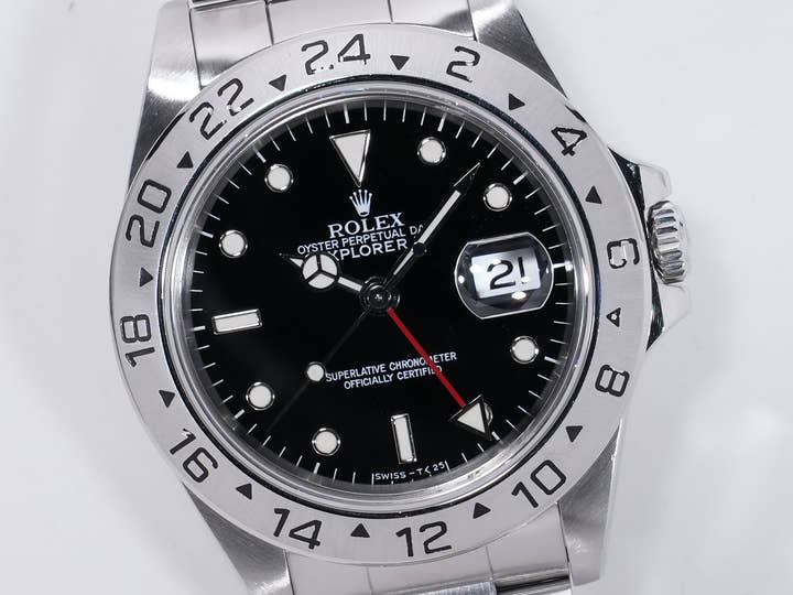 ロレックス エクスプローラーII Ref.16570 ステンレススチール ブラック文字盤 オイスターブレスレット 中古 arkrgxda