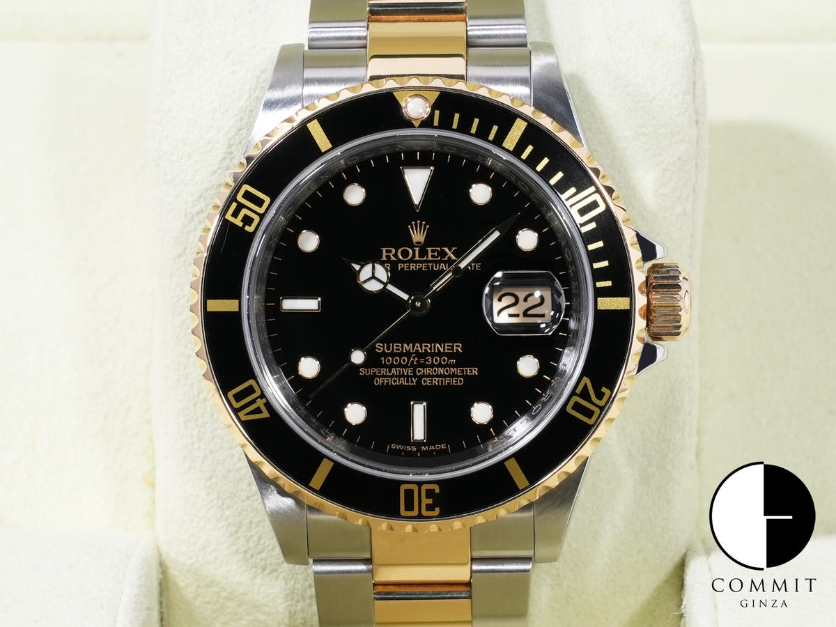 ロレックス サブマリーナー デイト Ref.16613LN ステンレススチール/イエローゴールド ブラック文字盤 中古 nn8btavx