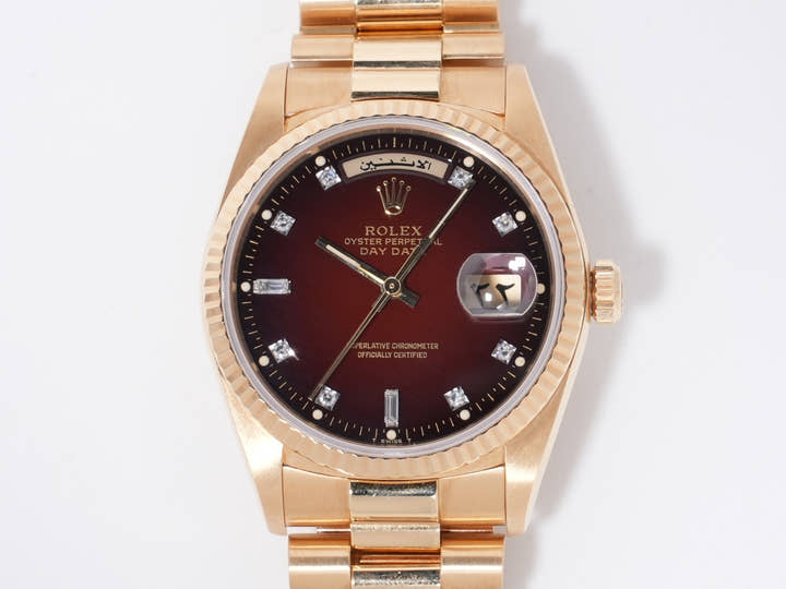 ロレックス デイデイト36 Ref.18038 イエローゴールド レッドグラデーション文字盤 中古 z25yi4ix