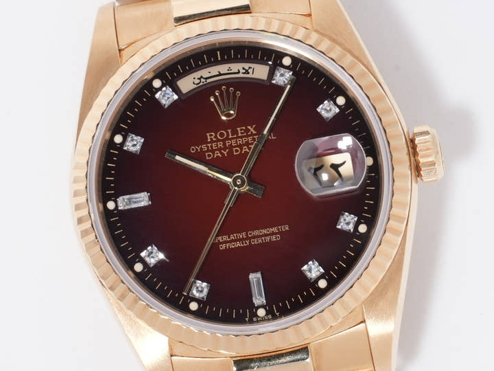 ロレックス デイデイト36 Ref.18038 イエローゴールド レッドグラデーション文字盤 中古 z25yi4ix