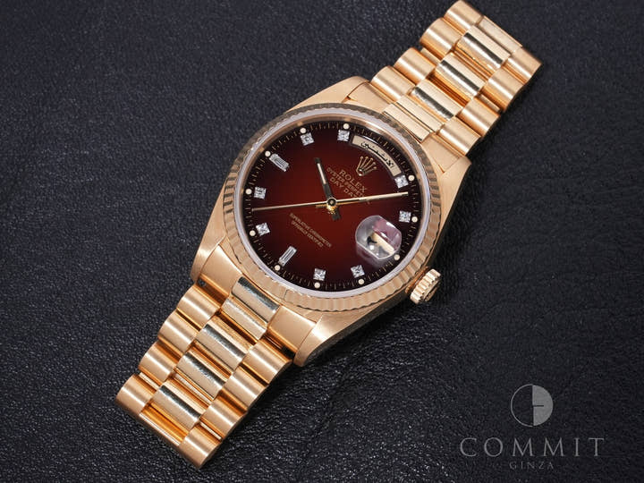 ロレックス デイデイト36 Ref.18038 イエローゴールド レッドグラデーション文字盤 中古 z25yi4ix