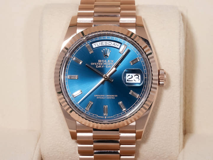 ロレックス デイデイト36 Ref.128235 エバーローズゴールド ブルーグリーン文字盤 美中古 8wz5ovy3